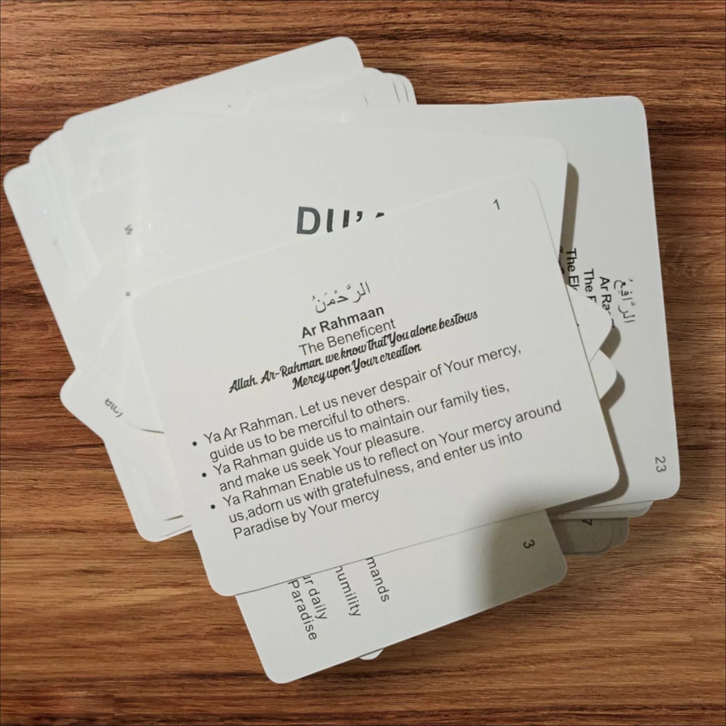 Duas Cards Using the 99 Names of Allah For Every Muslim Flashcard